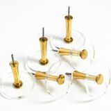 70s set of 6 coat hooks made of brass and plexiglass Vereinigte Werkstätten
