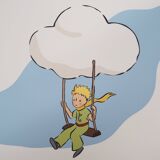 Antoine de Saint-Exupéry: The Little Prince flies with the clouds, lithograph.