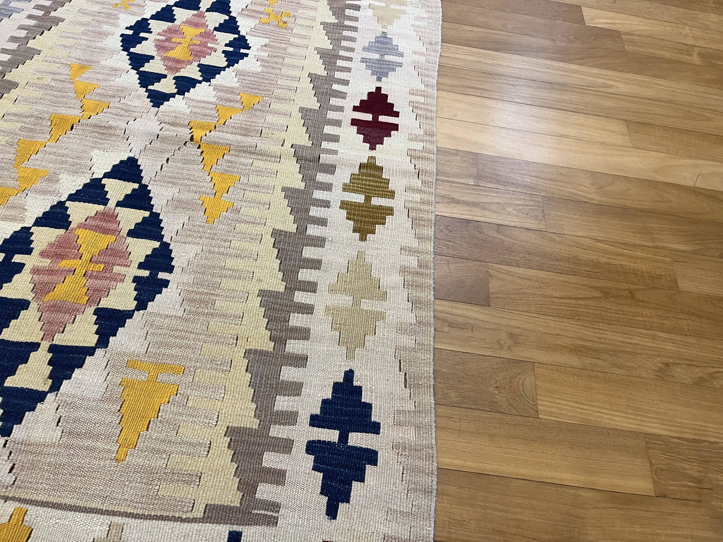Tapis Kilim Vintage Pastel Fait Main