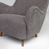 50s luxury sheepskin club fauteuil with new teddy fabric