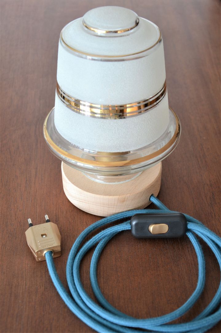 Table lamp glass globe and gilded edging