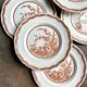 6 flat plates in ochre English ironland, service "Furnivals Quail"