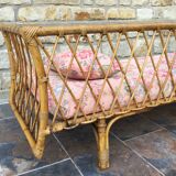 1950s rattan chaise longue sofa