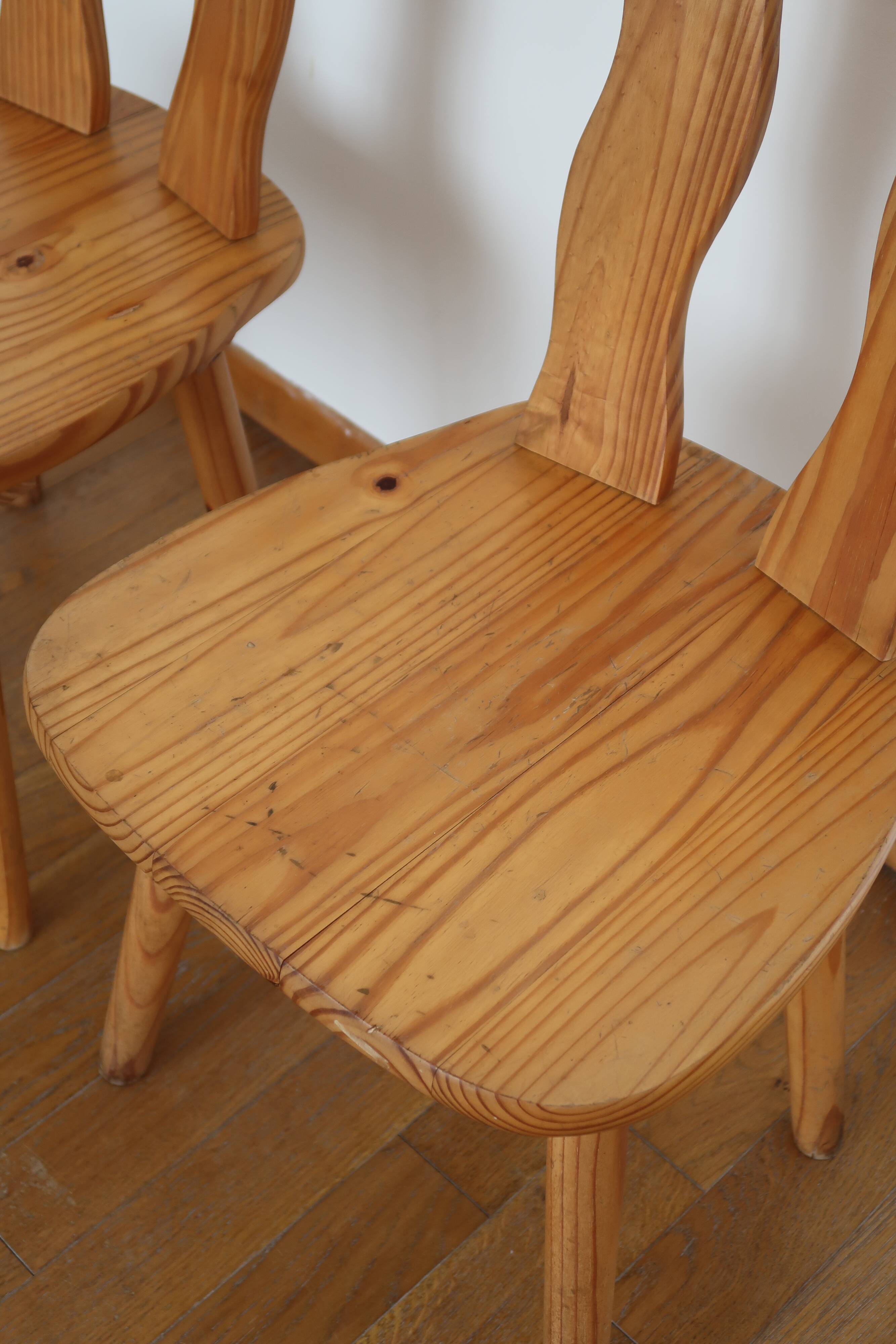 Pair of Scandinavian pine chairs