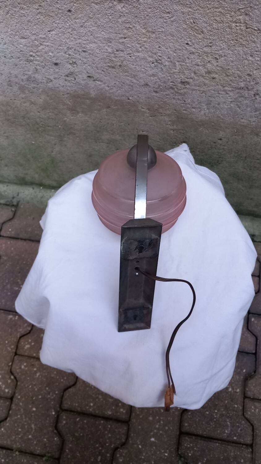 Vintage pink opaline wall lamp