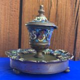 Bronze inkwell, cloisonné enamels, Napoleon III era