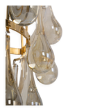 Large Pair of Gilded Brass and Crystal Wall Lights by Palwa, Germany, 1970s