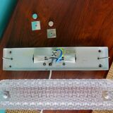 Pair of rectangular wall lights and square low relief glass wall lights. DVE Germany 1970
