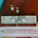 Pair of rectangular wall lights and square low relief glass wall lights. DVE Germany 1970