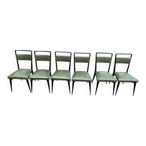6 chaises à manger italienne - cuir vert