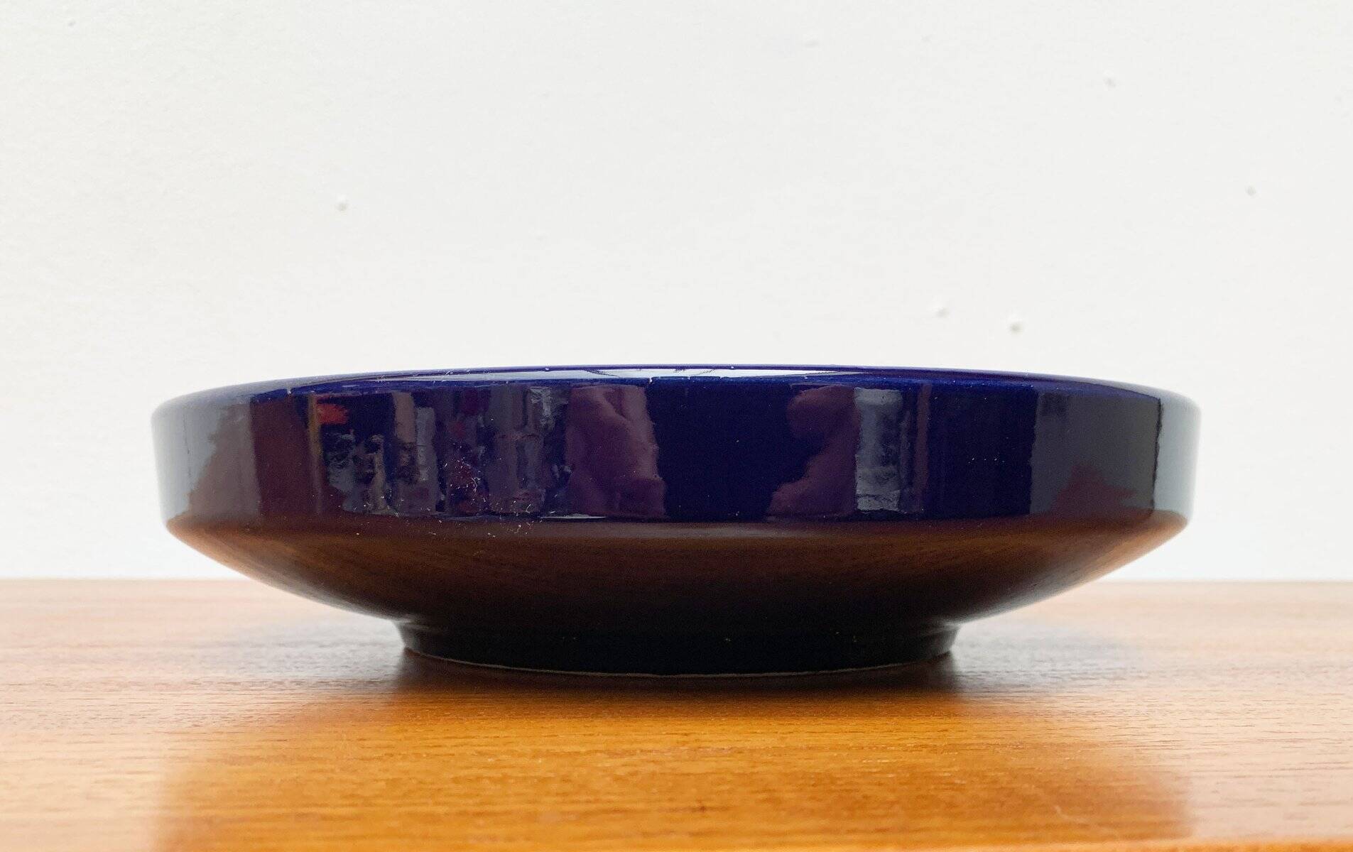Dark blue pottery bowl from West Germany from the mid-century, 1960s.