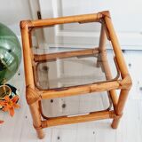 Rattan and smoked glass table