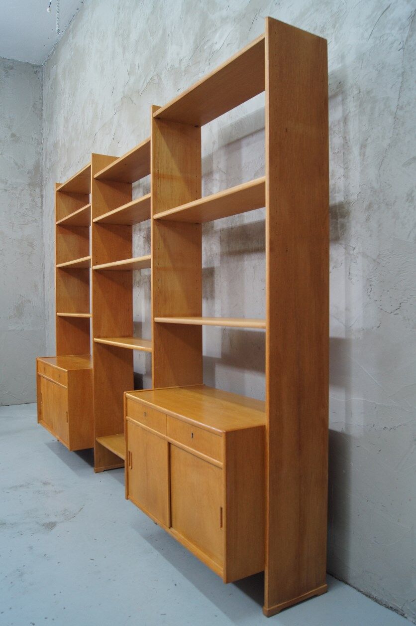 Scandinavian oak modular wall unit, 1960s