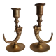 Duo brass fish candlesticks