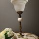 Retro chic living room lamp in white marble and brass