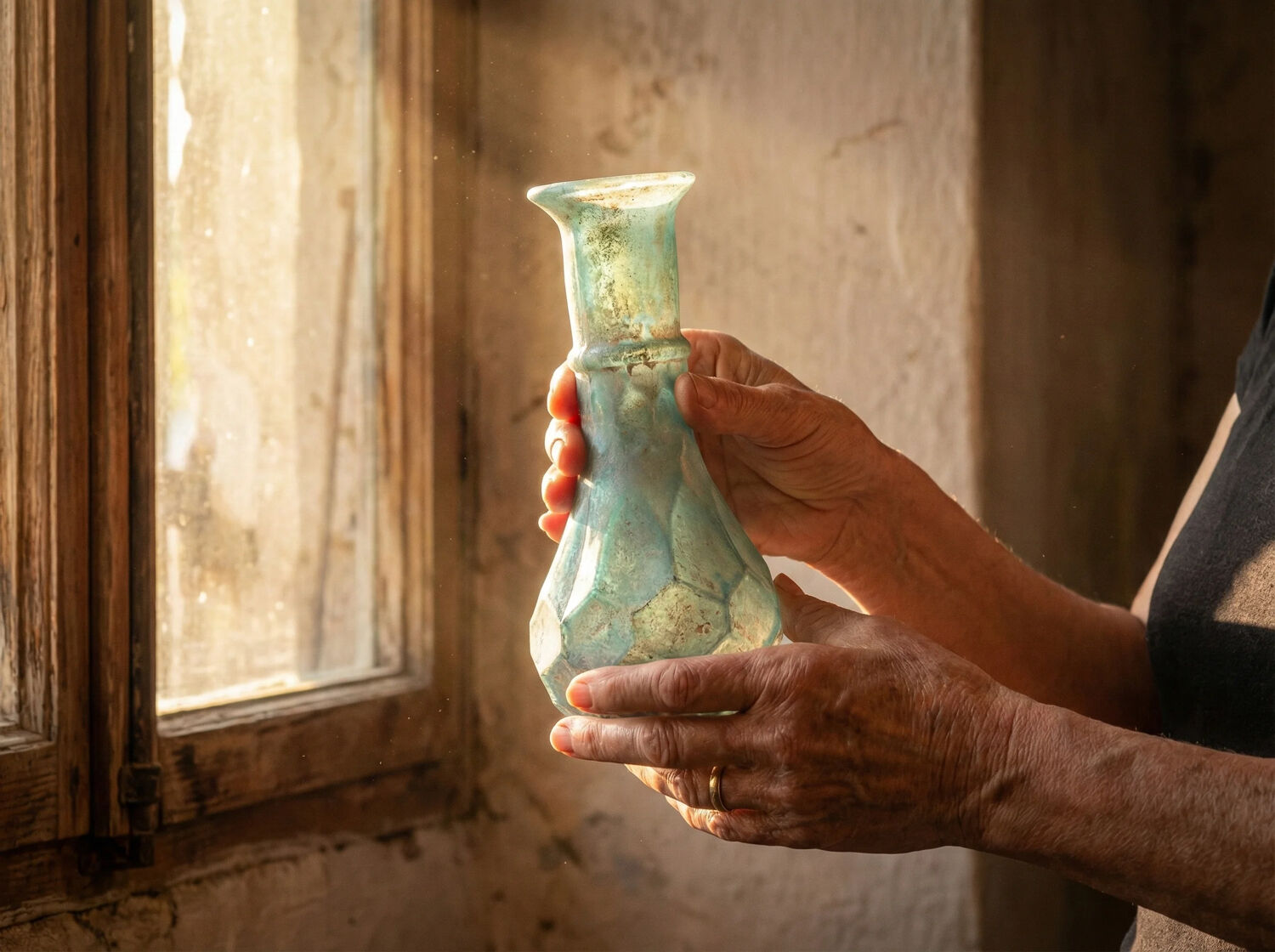 Faceted Roman-style vial