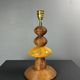 Midcentury wood turned adjustable table lamp with glass sphere, 1970s