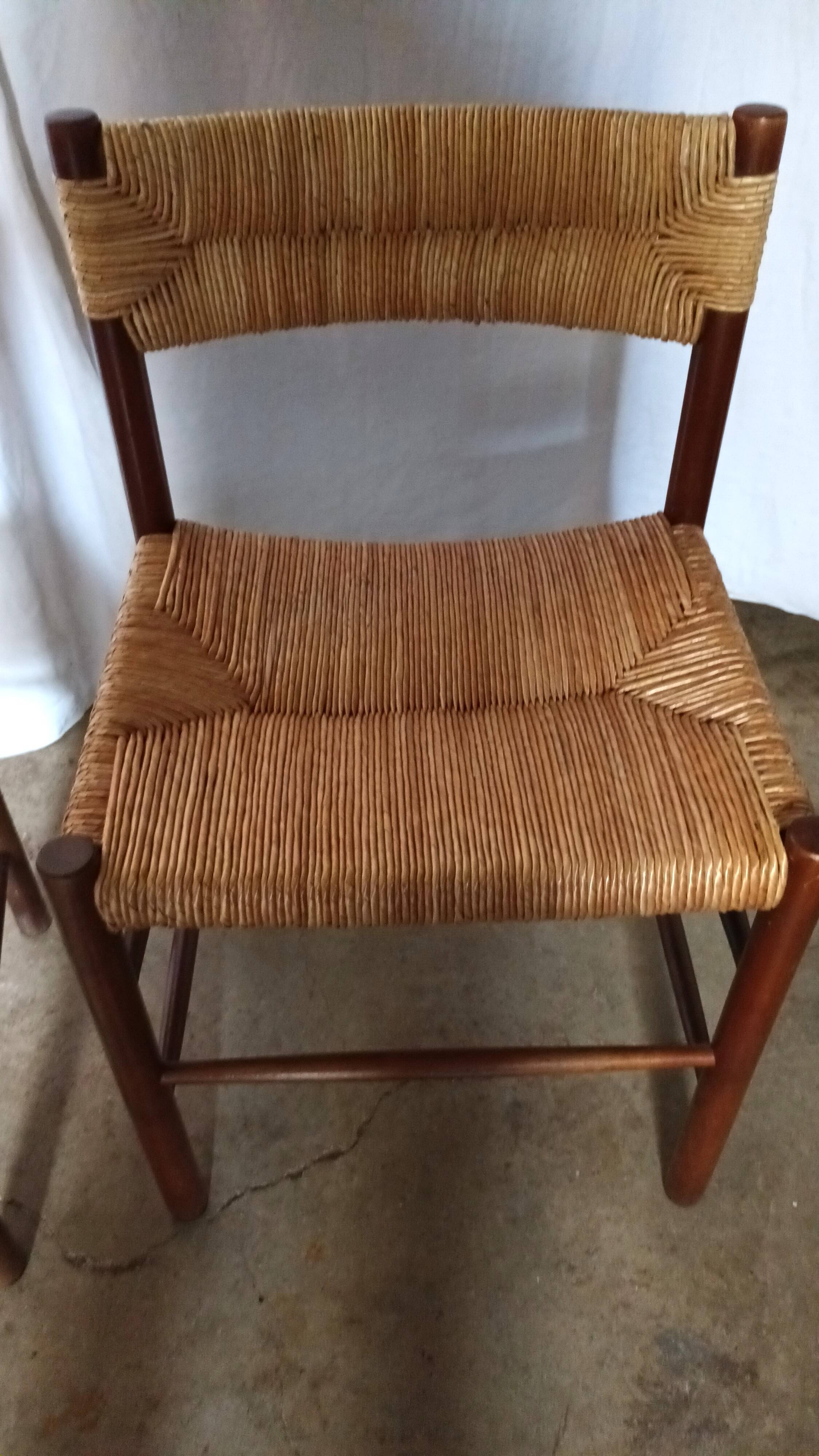 Pair of "Dordogne" chairs by Charlotte Perriand from the 1950s.