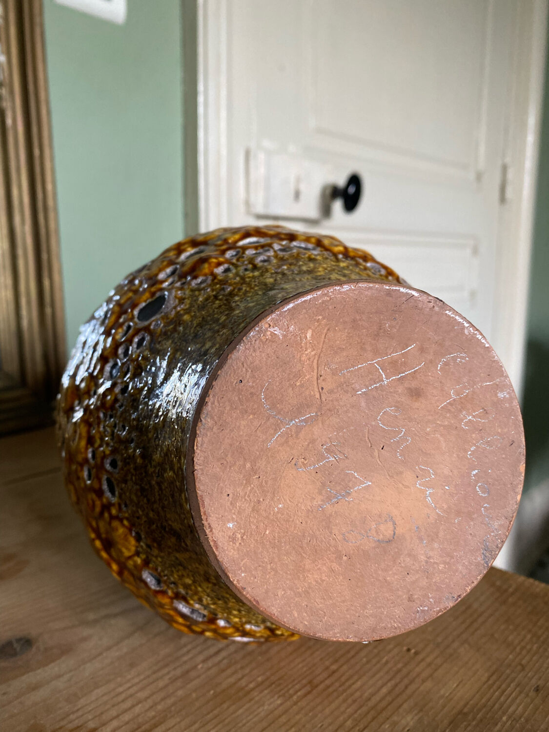 Fat lava vase signed henri collioure 1978