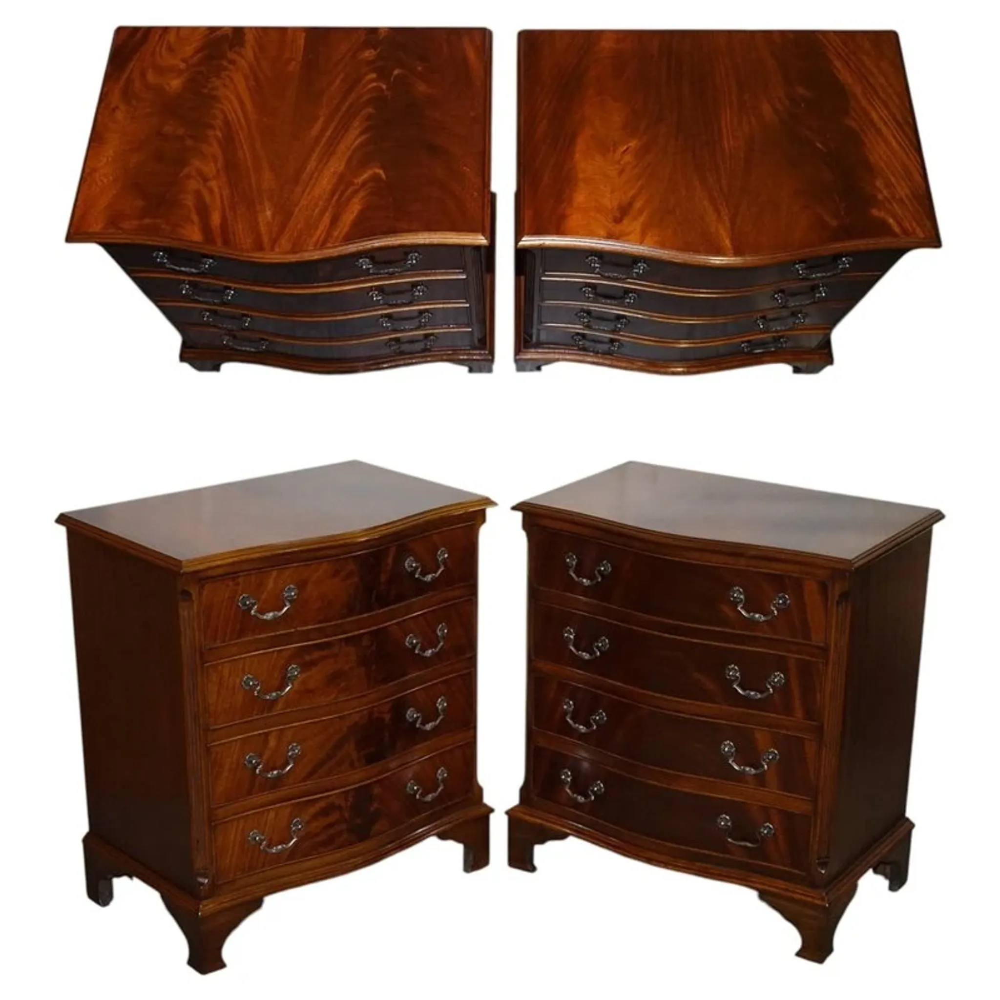 Large Wooden Bedside Tables, Set of 2