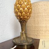 Lampe de table ananas céramique et laiton 1950