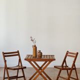 Teak table and its 4 vintage folding chairs