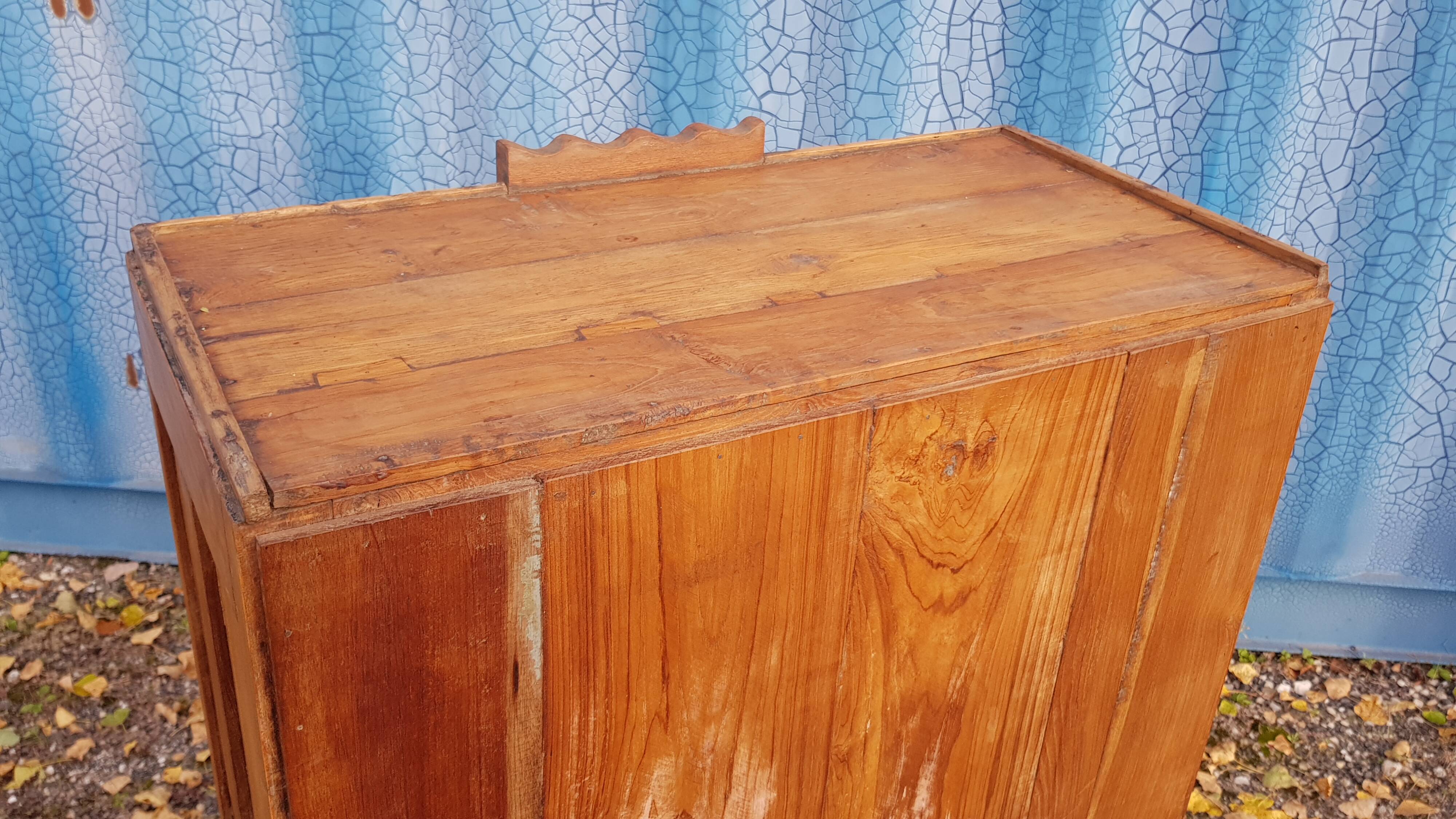 Old Art Deco radio cabinet in Burmese teak