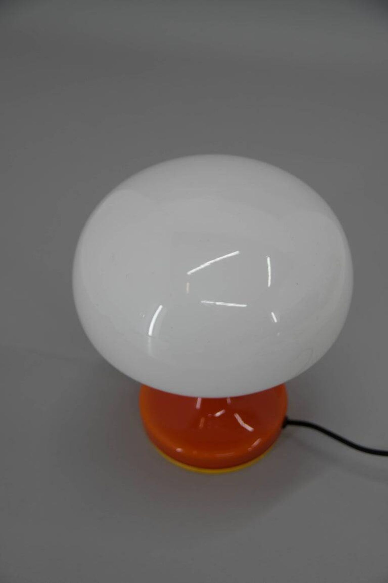 Space Age Orange and White Glass Mushroom Table Lamp by Valašské Meziříčí,