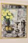Swedish Mid-Century Oil On Canvas " Still Life with Yellow Roses and Fruit " by Olle Rhönnstrand