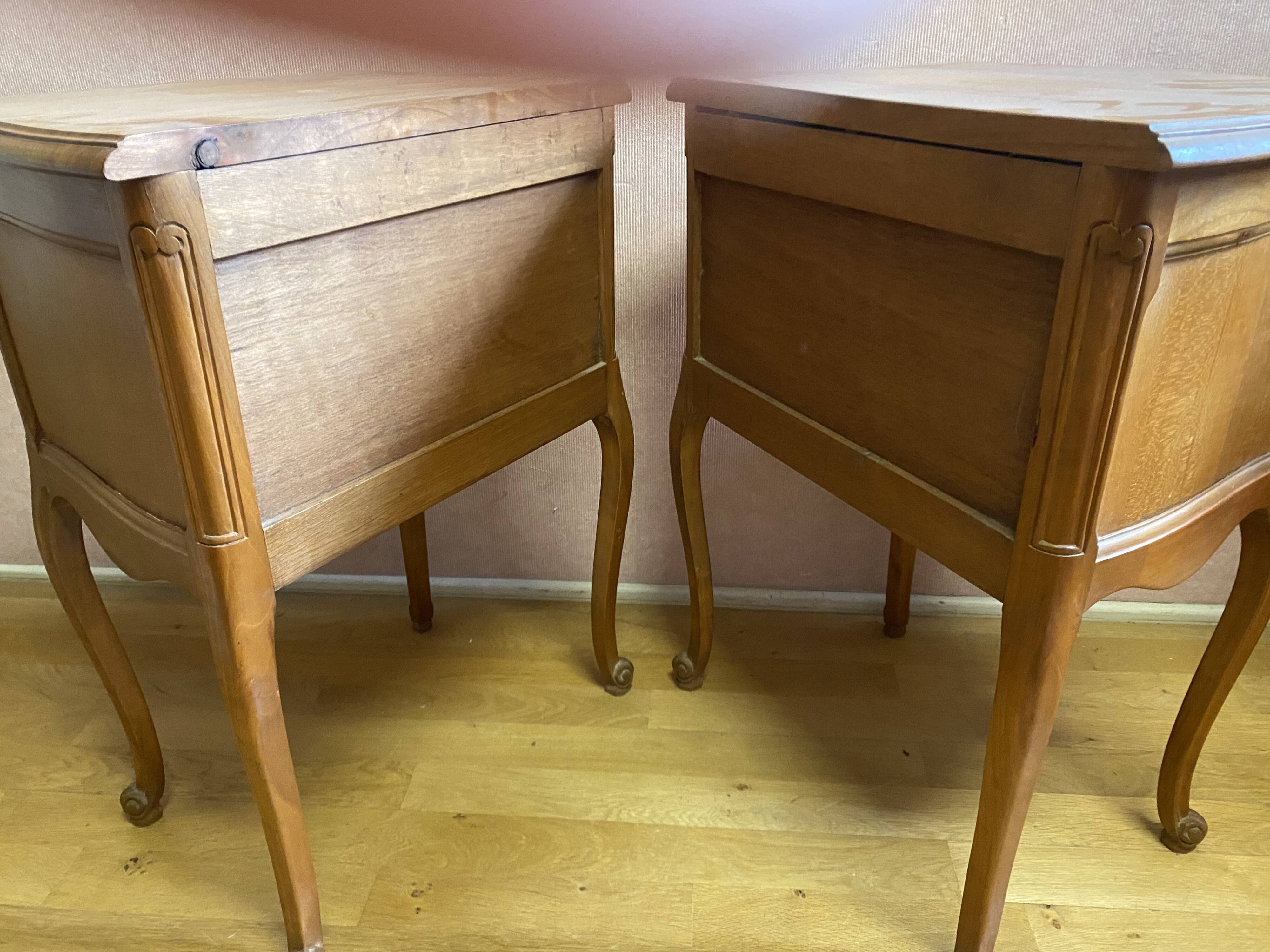 Pair of Louis XV style bedside tables in cherry wood