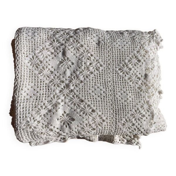 Ancien couvre lit crochet fait main