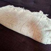 Dessus de lit en coton blanc , Ancien jeté de lit en crochet , couvre lit coton blanc