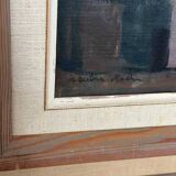 Original mid-century Swedish oil on canvas – “Entrance” by Reuben Hedin – vintage & framed – 55 × 63 cm