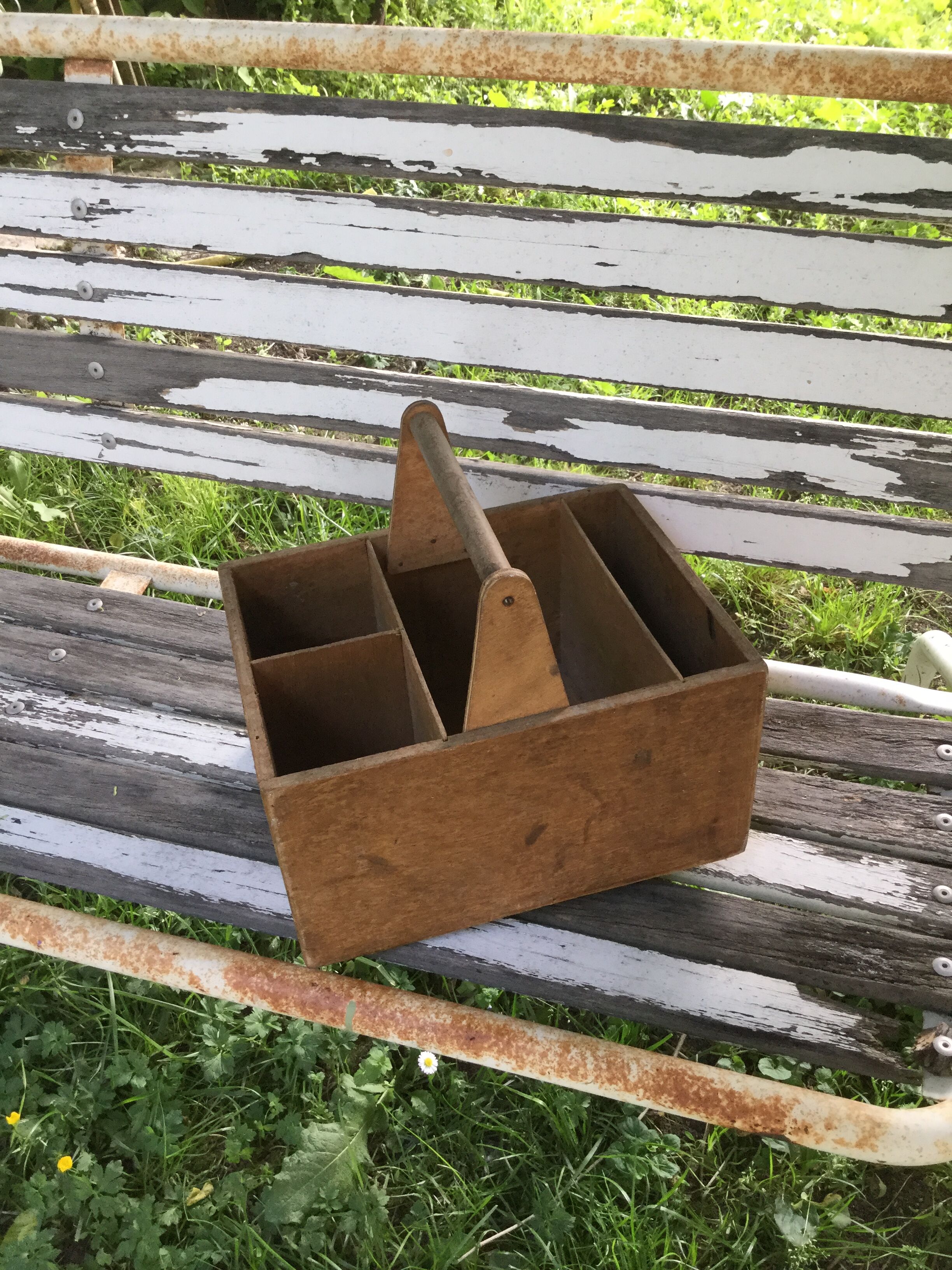 Storage basket the 1950s vintage wooden