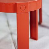 3 nesting tables in orange plastic by Prisunic, 1970.
