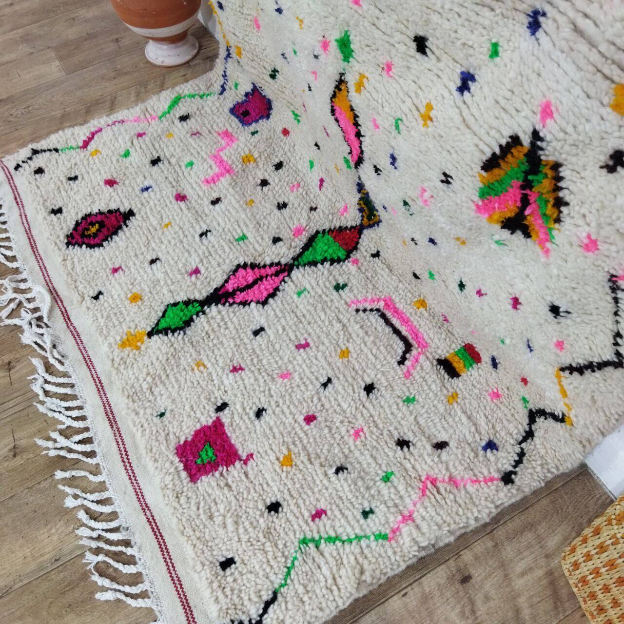 Handmade wool Berber rug 247x140 cm