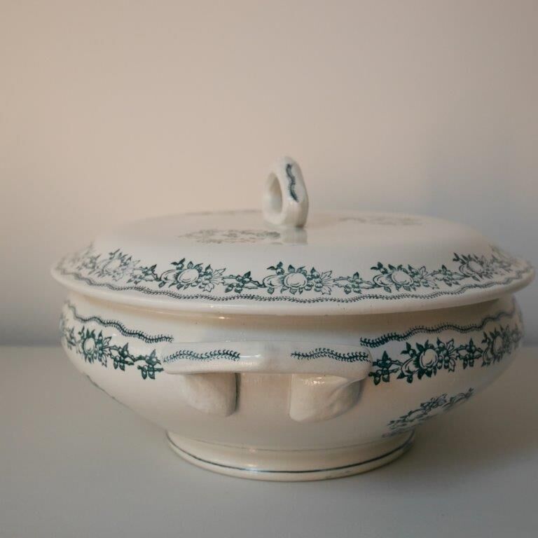 Soup bowl Saint Amand, green pattern - model 4025