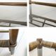 Table basse en bambou marron foncé plateau en verre Mid Century Vintage Rattan Skandi Boho Danish De