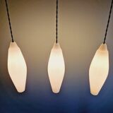 Set of 3 Scandinavian white opaline pendant lights, 1960s