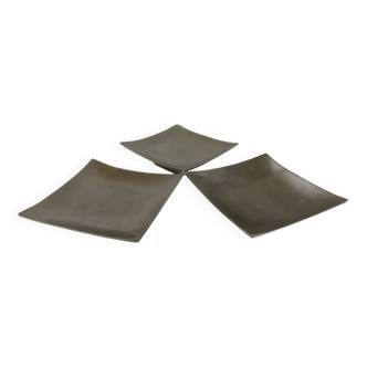 Three silver-plated metal trinket trays/candle holders