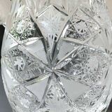 Large jug/water pitcher in finely cut Bohemian crystal. Sophisticated starry/brass patterns. Boho-Chic style