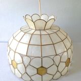 Lustre, mother-of-pearl and brass suspension from the 1970s