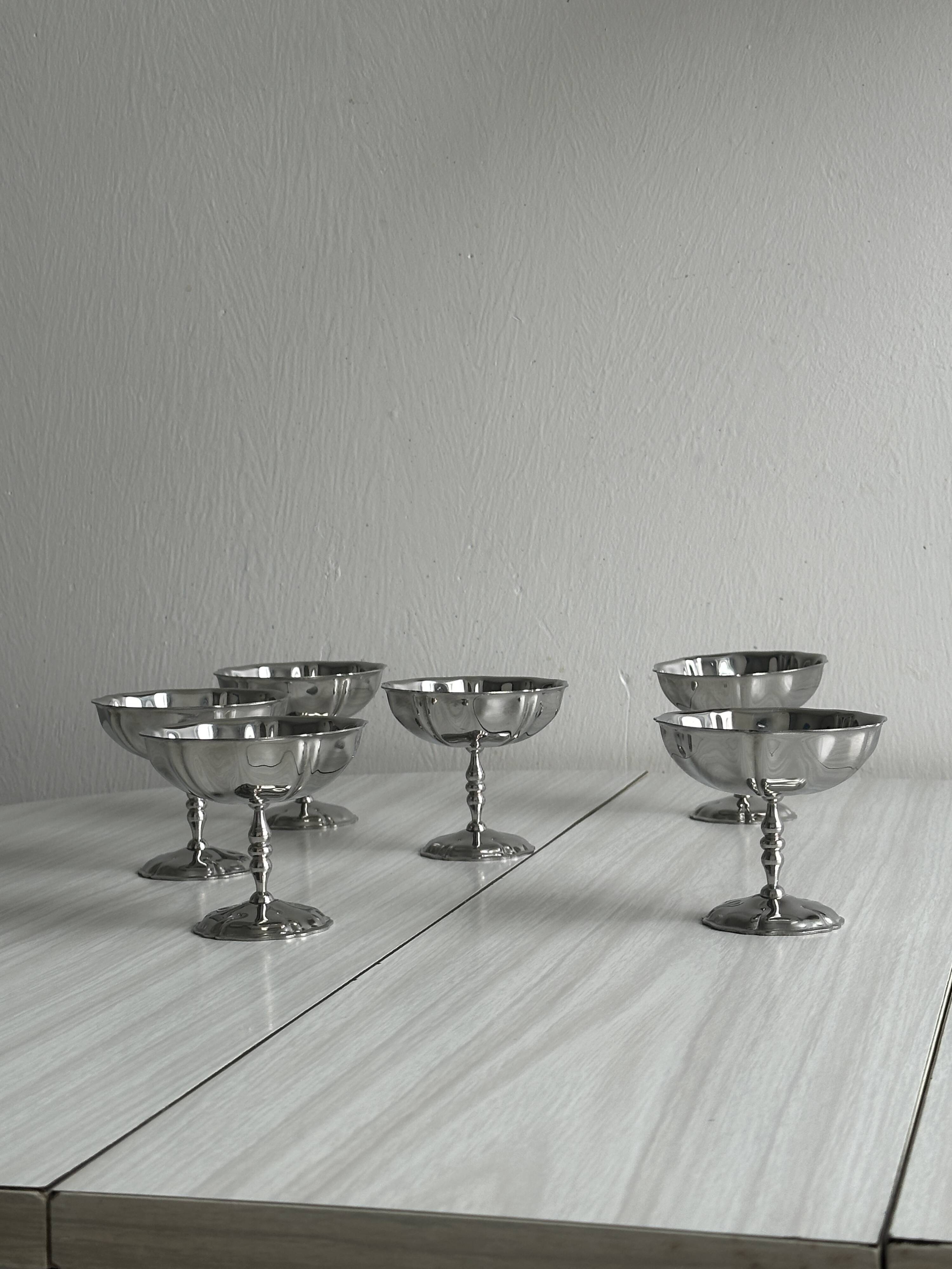 6 stainless steel footed bowls, Letang Remy style