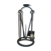 Nécessaire de cheminée en fer forgé vers 1950