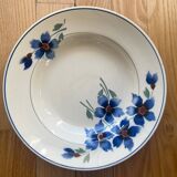 Mismatched blue soup plates