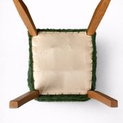 Pair of vintage wooden chairs with green fur effect upholstery – Year