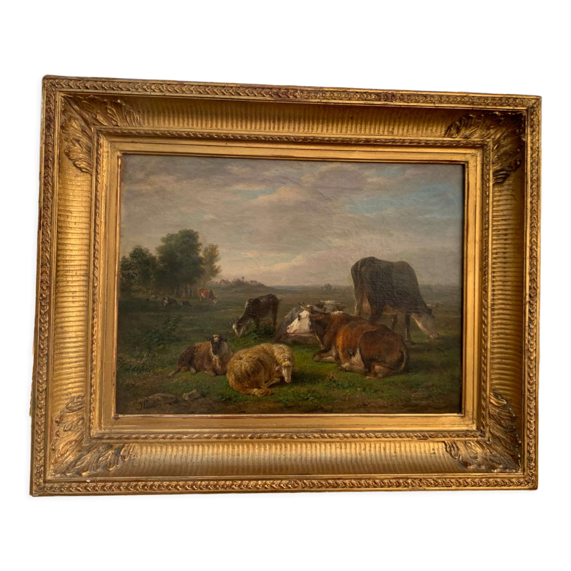 The herd. oil on canvas xixth j Paris