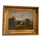 The herd. oil on canvas xixth j Paris