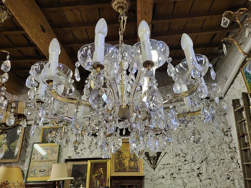 Lustre pampilles gaine de verre 12 ampoules