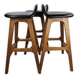 Lot de 3 tabourets de bar en teck d'Erik Buch Danish Design